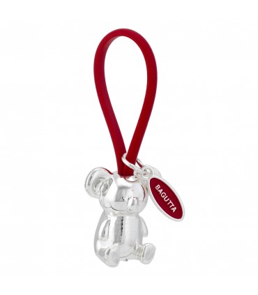 PORTACHIAVI BAGUTTA KOALA ARGENTATO E GANCIO IN SILICONE ROSSO CONFEZIONATO IN SCATOLA E BUSTA DA REGALO 2207-04RO