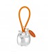 PORTACHIAVI BAGUTTA GUFO ARGENTATO E GANCIO IN SILICONE ARANCIONE CONFEZIONATO IN SCATOLA E BUSTA DA REGALO 2207-05AR
