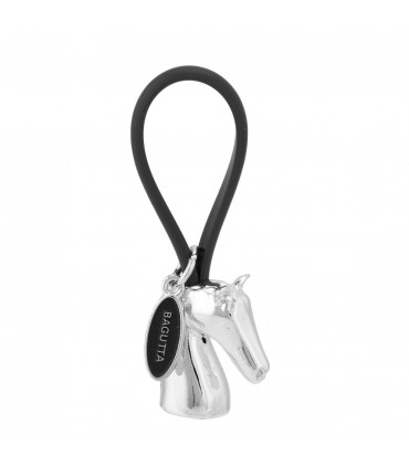 PORTACHIAVI BAGUTTA CAVALLO ARGENTATO E GANCIO IN SILICONE NERO CONFEZIONATO IN SCATOLA E BUSTA DA REGALO 2207-06NE