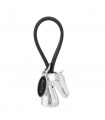 PORTACHIAVI BAGUTTA CAVALLO ARGENTATO E GANCIO IN SILICONE NERO CONFEZIONATO IN SCATOLA E BUSTA DA REGALO 2207-06NE