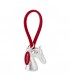 PORTACHIAVI BAGUTTA CAVALLO ARGENTATO E GANCIO IN SILICONE ROSSO CONFEZIONATO IN SCATOLA E BUSTA DA REGALO 2207-06RO