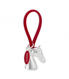 PORTACHIAVI BAGUTTA CAVALLO ARGENTATO E GANCIO IN SILICONE ROSSO CONFEZIONATO IN SCATOLA E BUSTA DA REGALO 2207-06RO