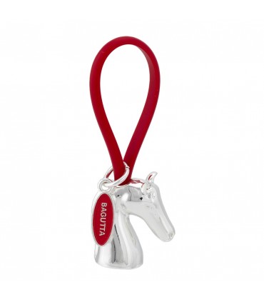 PORTACHIAVI BAGUTTA CAVALLO ARGENTATO E GANCIO IN SILICONE ROSSO CONFEZIONATO IN SCATOLA E BUSTA DA REGALO 2207-06RO