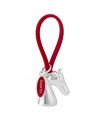 PORTACHIAVI BAGUTTA CAVALLO ARGENTATO E GANCIO IN SILICONE ROSSO CONFEZIONATO IN SCATOLA E BUSTA DA REGALO 2207-06RO