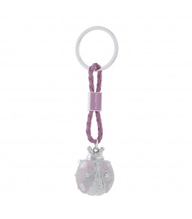 PORTACHIAVI BAGUTTA COCCINELLA ROSA CON CORDONE CONFEZIONATO IN SCATOLA E BUSTA DA REGALO 2209-01RS