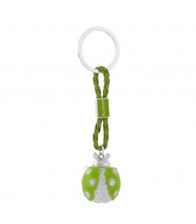 PORTACHIAVI BAGUTTA COCCINELLA VERDE CON CORDONE CONFEZIONATO IN SCATOLA E BUSTA DA REGALO 2209-01VE