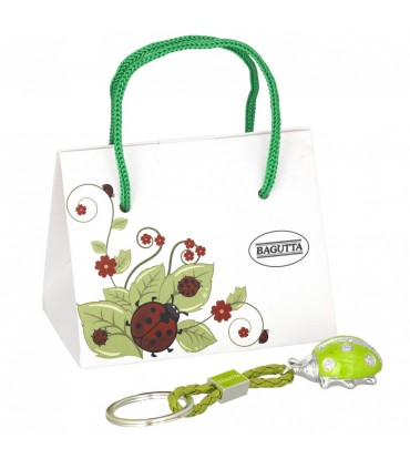 PORTACHIAVI BAGUTTA COCCINELLA ROSA CON CATENELLA CONFEZIONATO IN SCATOLA E BUSTA DA REGALO 2209-02RS