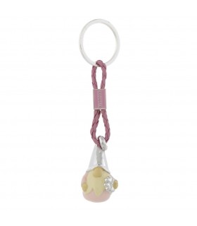 PORTACHIAVI BAGUTTA GNOMO ROSA CON CORDONE CONFEZIONATO IN SCATOLA E BUSTA DA REGALO 2210-01RS