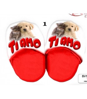 Ciabattoni Cuccioli con scritta Ti Amo