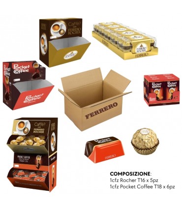 PRALINE SFUSE FERRERO ROCHER 16PZ(5CF)+POCKET COFFEE 18PZ(6CF) TOT PZ.188 + EXPO A BOCCA DI LUPO(IN PRENOTAZIONE)