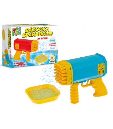 TEO'S - PISTOLA SPARABOLLE DI SAPONE 36 FORI 50ML 2 COLORI