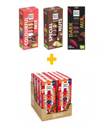 RITTER SPORT MINI TOWER TOTALE 32PZ. ASSORTITI 8PZ. X 4 GUSTI IN PRENOTAZIONE C/O FINE SETTEMBRE