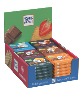 RITTER SPORT VARIETY TAVOLETTA 100G EXPO DA 36PZ. ASSORTITI IN PRENOTAZIONE C/O FINE SETTEMBRE