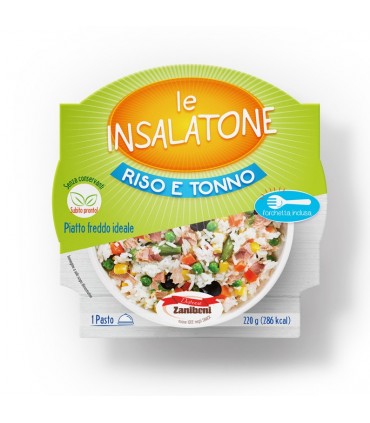 INSALATONE RISO E TONNO DISPENSA ZANIBONI 220g. FORCHETTA INCLUSA SCADENZA 3 AGOSTO 2026
