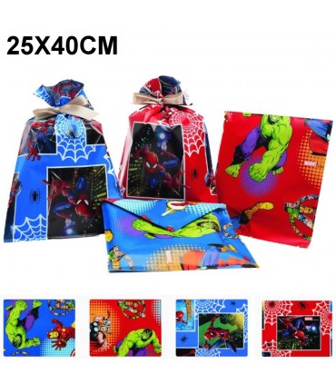 BUSTE Regalo in PPL mod. MARVEL 40 MICRON mis.25X40cm conf. da 50 pz. ASSORTITI