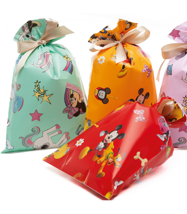 BUSTE Regalo in PPL mod. DISNEY 40 MICRON mis.25X40cm conf. da 50 pz. ASSORTITI