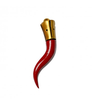 Corno CLASSICO CM.4.5 in terracotta, modellato e dipinto interamente a mano con colori acrilici