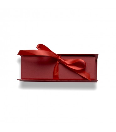 Corno AMORE FONDO BIANCO CM. 4.5 in terracotta, modellato e dipinto interamente a mano con colori acrilici