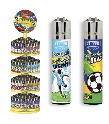 Accendino Clipper Large FOOTBALL T. ESPOSITORE da 192 pz. con grafiche ASSORTITE