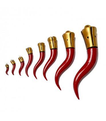 Corno CLASSICO CM. 6.5 in terracotta, modellato e dipinto interamente a mano con colori acrilici
