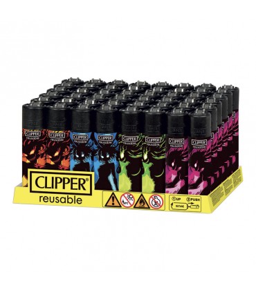 Accendino Clipper Large DARK SHADOW conf. 48 pz. assortiti con 4 grafiche