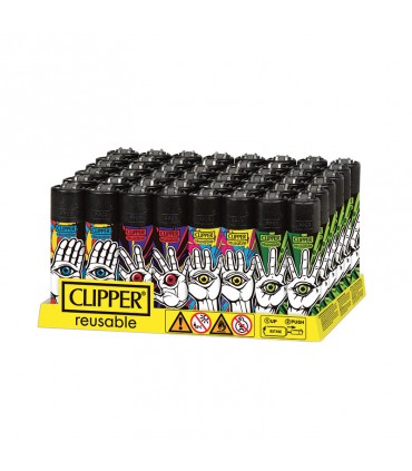 Accendino Clipper Large PSYCHO HANDS conf. 48 pz. assortiti con 4 grafiche