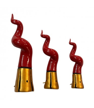 Corno DA TAVOLO A SPIRALE CM. 12 in terracotta, modellato e dipinto interamente a mano con colori acrilici