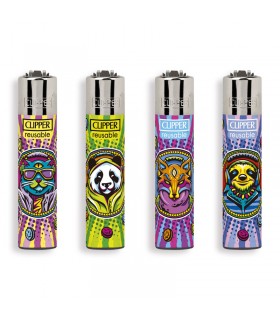 Accendino Clipper MICRO RAVE ANIMALS  conf. 48 pz. assortito con 4 grafiche
