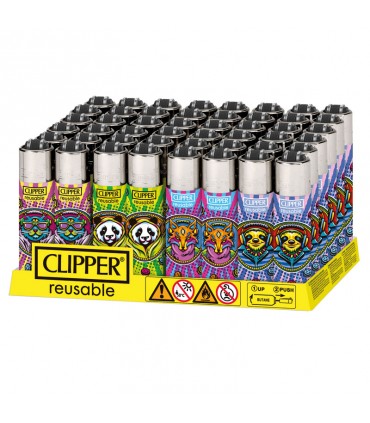 Accendino Clipper MICRO RAVE ANIMALS  conf. 48 pz. assortito con 4 grafiche