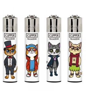 Accendino Clipper large FELINE FASHION conf. 48 pz. assortite con 4 fantasie