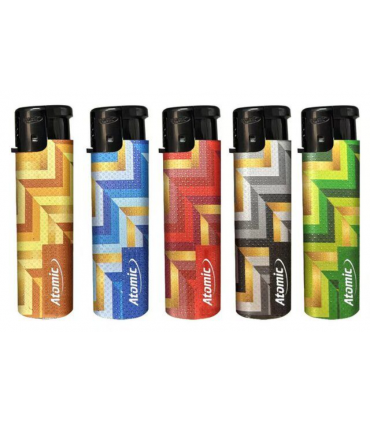 ACCENDINO ATOMIC TURBO CUBI OVALI CONF.25 PZ. ASSORTITI CON 5 COLORI