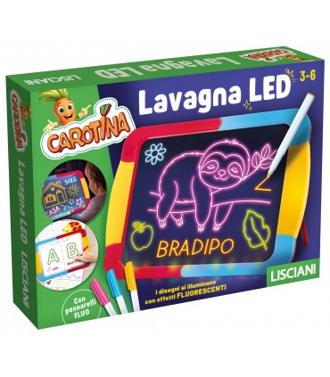 CAROTINA LAVAGNA LED LISCIANIGIOCHI CON PENNARELLI FLUO I DISEGNI SI ILLUMINANO AL BUIO