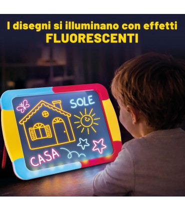 CAROTINA LAVAGNA LED LISCIANIGIOCHI CON PENNARELLI FLUO I DISEGNI SI ILLUMINANO AL BUIO