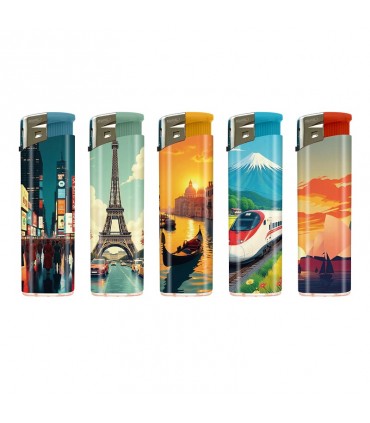 Accendino ELETTRONICO Atomic WORLD TOUR conf. 50 pz. assortito con 5 FANTASIE