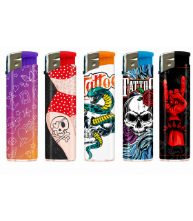 Accendino Elettronico ATOMIC TATTOO  ASSORTED conf. 50 pz. ASSORTITO CON 5 FANTASIE