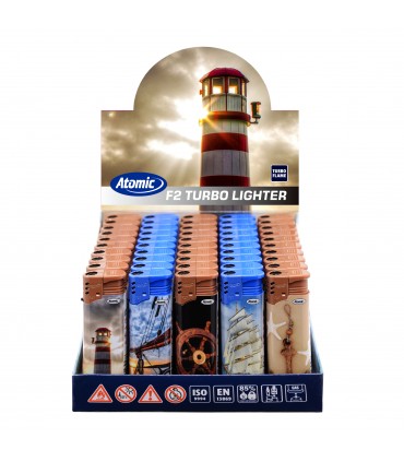 Accendino Elettronico Atomic TurboFlame MARITIM conf. 50 pz. assortiti con 5 colori Neon