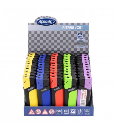 Accendino Elettronico ATOMIC RUBBER Turbo Jet conf. 50 PZ. assortito con 5 colori