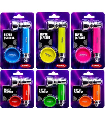 Pipe per Tabacco con Grinder Atomic in Plastica Disponibile in 6 colori CONF.24PZ