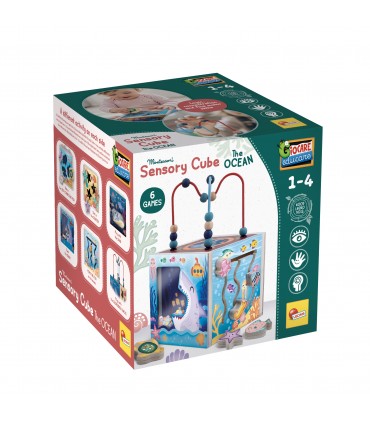 MONTESSORI LEGNO SENSORY CUBE- THE OCEAN CUBO MULTIATTIVITA OGNI LATO UN AVVENTURA LISCIANI GIOCHI