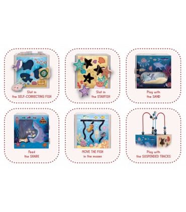 MONTESSORI LEGNO SENSORY CUBE- THE OCEAN CUBO MULTIATTIVITA OGNI LATO UN AVVENTURA LISCIANI GIOCHI