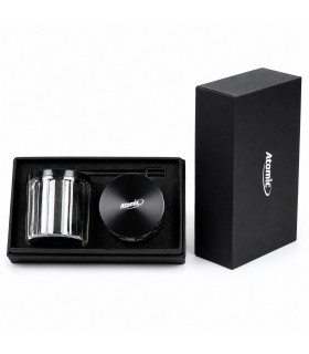 KIT COMPLETO GRINDER ATOMIC IN METALLO IN 3 PARTI DIAM. DA 50MM CON BARATTOLO E PALETTA DOSATRICE CONFEZIONE REGALO