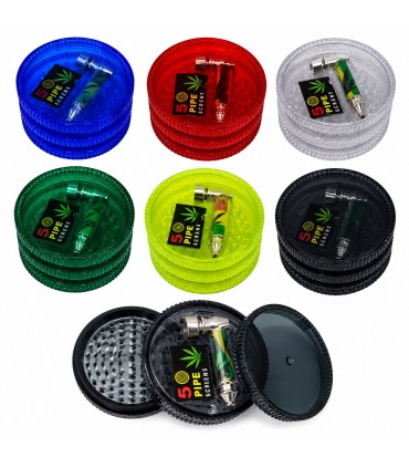 KIT COMPLETO ATOMIC GRINDER XXL IN PLASTICA DA 100MM CON PIPA E 5 FILTRI colori assortiti conf.6pz