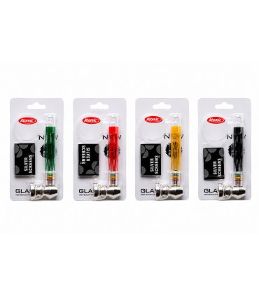 Pipe in vetro per Tabacco Atomic con retine di ricambio blisterate singolarmente colori assortiti CONF.24PZ