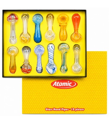 Pipe IN VETRO ATOMIC DA 8CM LAVORAZIONI ARTISTICHE E DETTAGLI DECORATIVI UNICI CONF.12PZ
