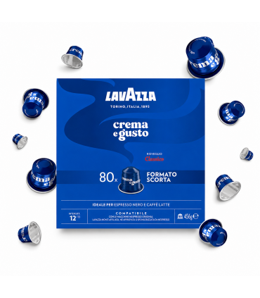 Capsule Lavazza IN ALLUMINIO CREMA E GUSTO risveglio CLASSICO Compatibili Nespresso conf. da 80 capsule