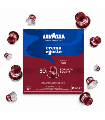 capsule Lavazza IN ALLUMINIO Crema E Gusto RISVEGLIO RICCO Compatibili Nespresso conf. da 80 capsule