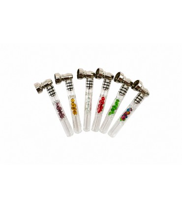 Pipette ATOMIC in VETRO DA 9.5 CM CON CRISTALLI DECORATIVI DESIGN MODERNO CON TESTA DI METALLO e CONF. da 24 pz.