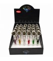 Pipette ATOMIC in VETRO DA 9.5 CM CON CRISTALLI DECORATIVI DESIGN MODERNO CON TESTA DI METALLO e CONF. da 24 pz.