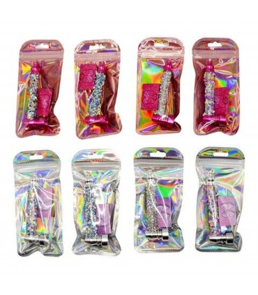 Pipette ATOMIC in METALLO DA 10CM  CON FILTRI INCLUSI  ROSA E NICHEL DESIGN MODERNO CON TESTA IN METALLO e CONF. da 12 pz.