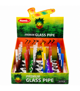 Pipette ATOMIC in vetro DA 13CM DESIGN MODERNO CON TESTA IN METALLO e CONF. da 24 pz.